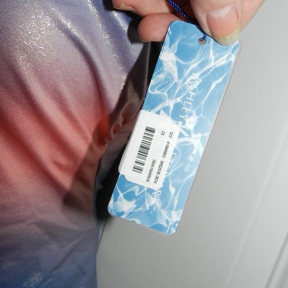 Ashley Stuart Women's Plus 2XL Shiny One Piece Swimsuit Purple/Pink🆕Fast💨⚡🚚 - Picture 10 of 12